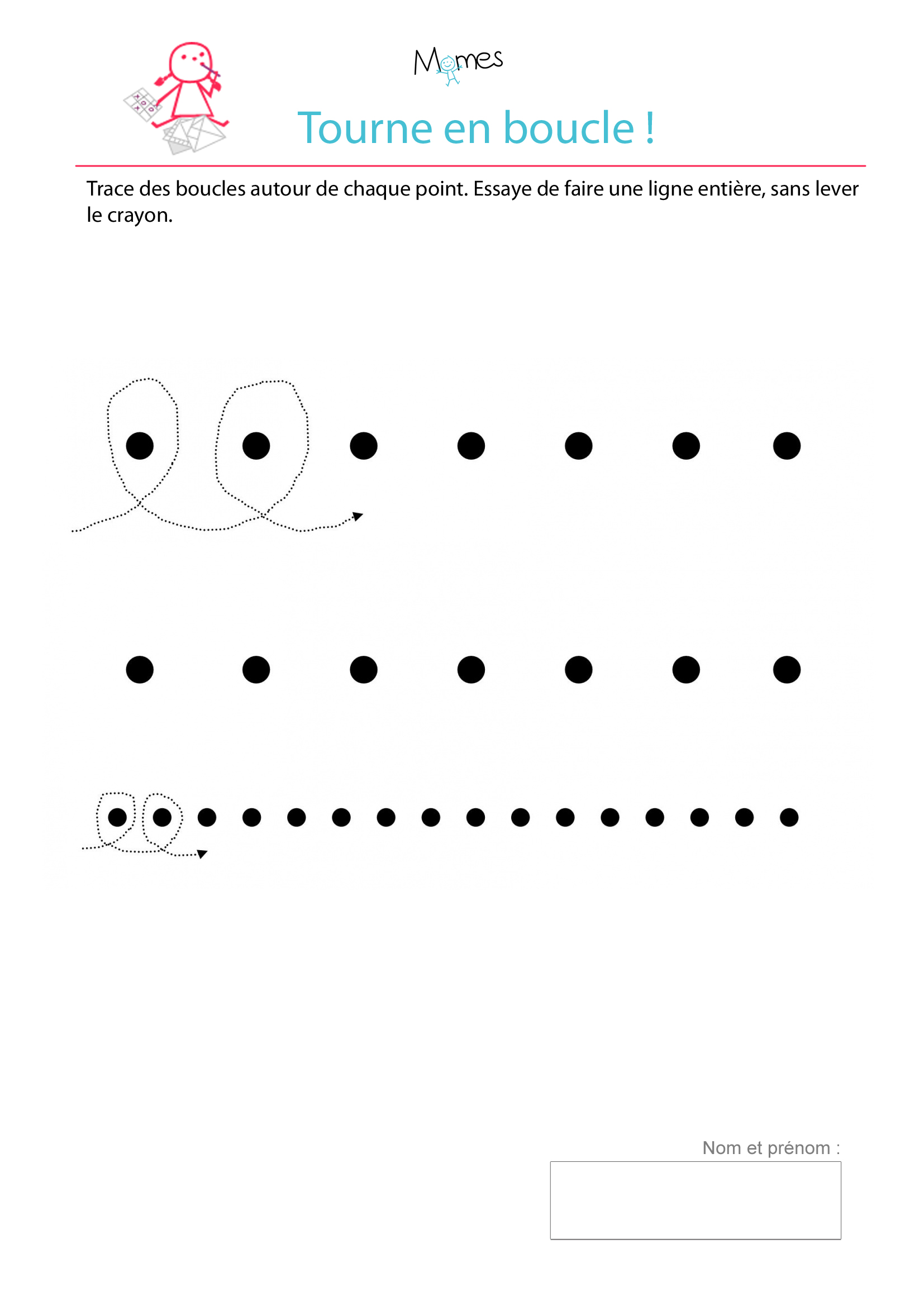 Exercice d'écriture : tracer des boucles autour de points ...
