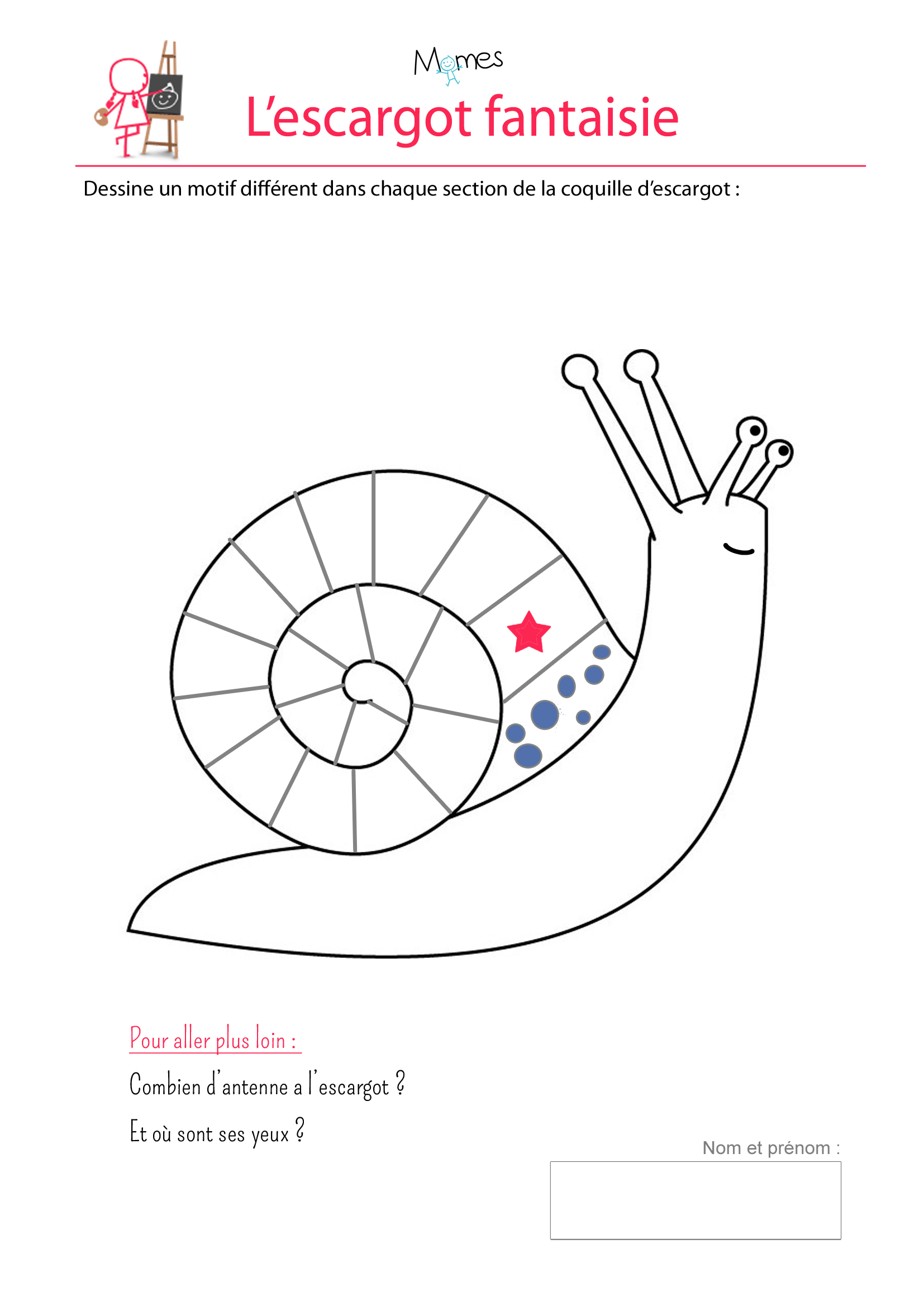 L escargot fantaisiste exercice de formes et dessins