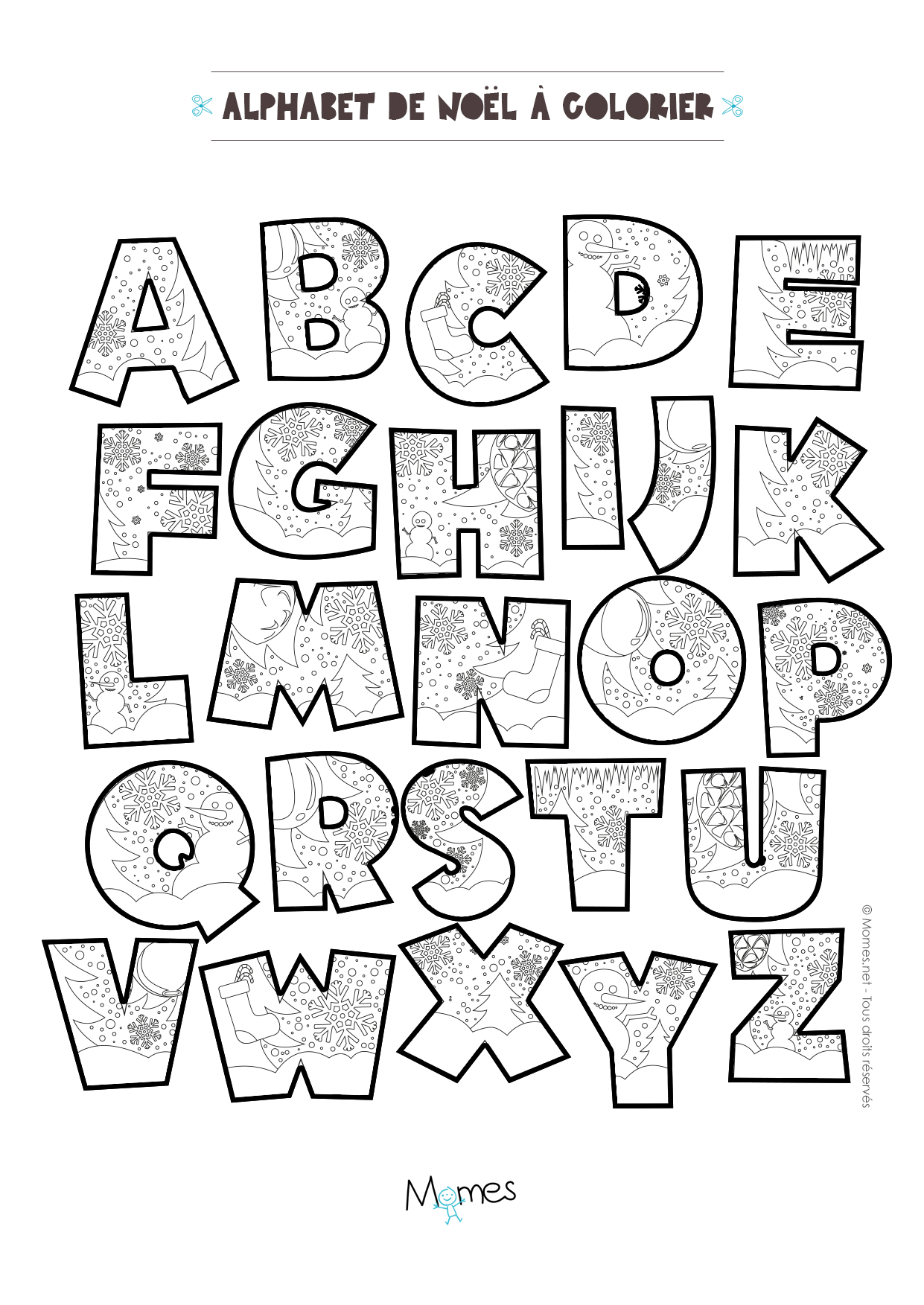 Coloriage Alphabet de No l   imprimer