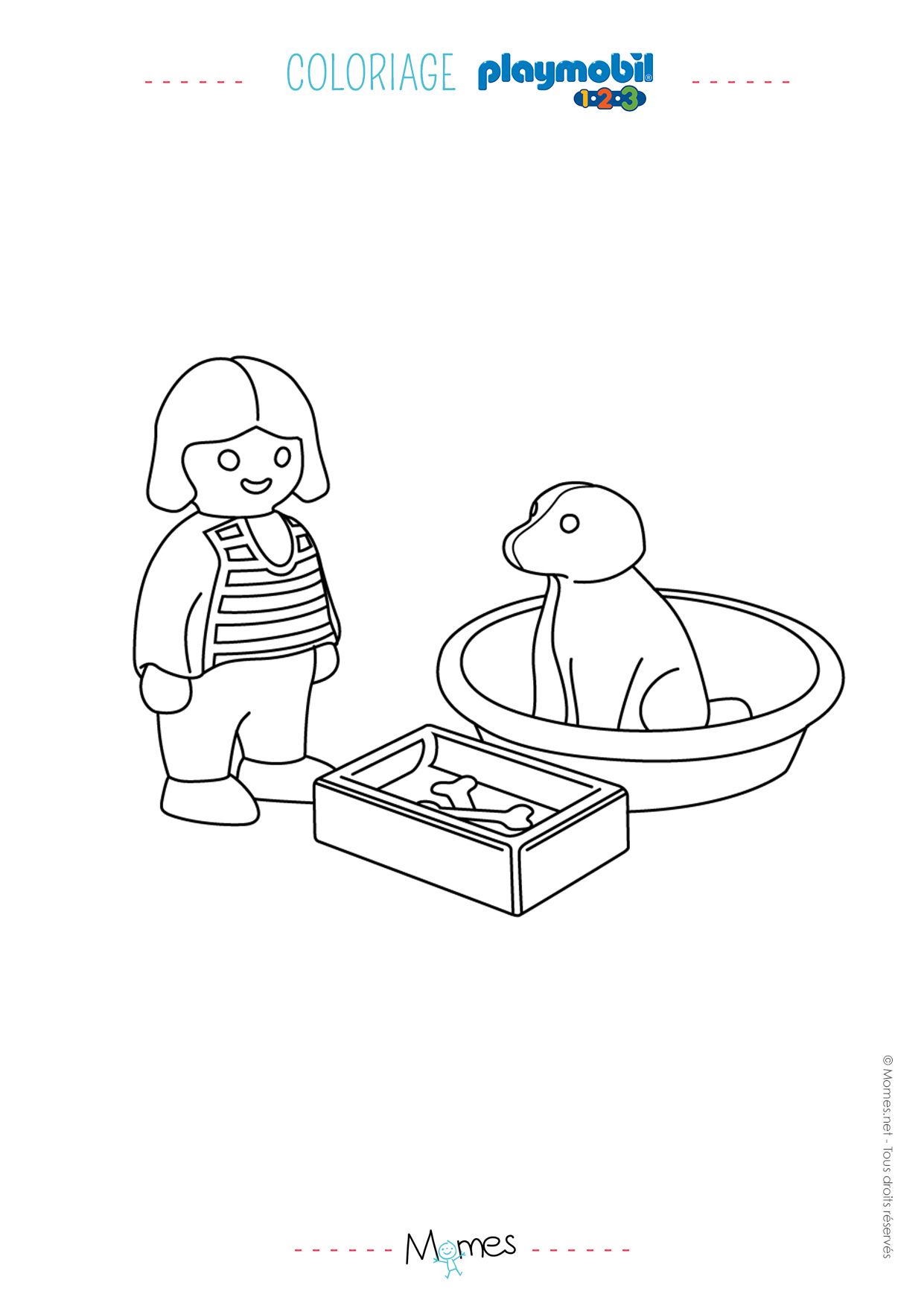 Coloriage La petite fille et son chien Playmobil 123 Imprimer